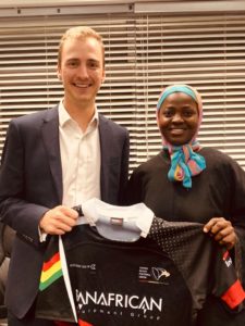 Doug Hampshire with Ghana Rugby Board Member Rafatu Inusah